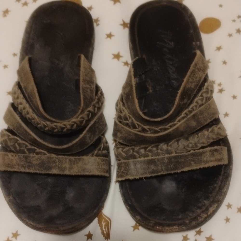 Matisse Braided Leather Dark Gray Handmade Sandal